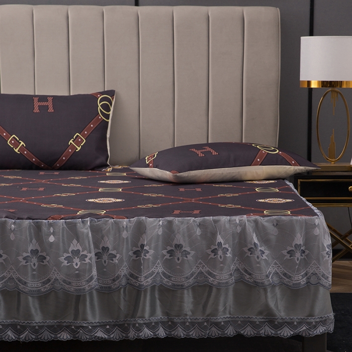 91家纺网 家纺一手货源 找家纺 纽缦  2021新款冰丝凉席三件套床裙款 时尚秀