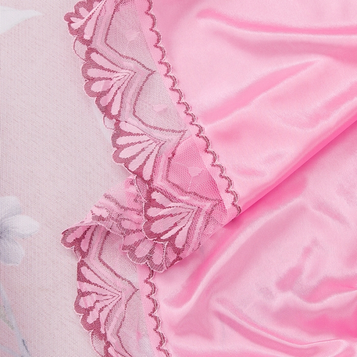 91家纺网 家纺一手货源 找家纺 纽缦  2021新款冰丝凉席三件套床裙款 小叶花香粉