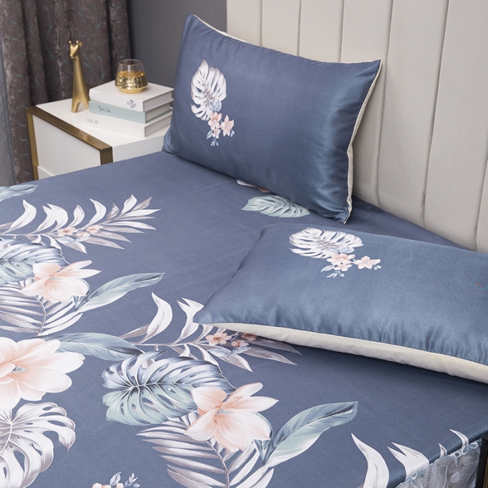 91家纺网 家纺一手货源 找家纺 纽缦  2021新款冰丝凉席三件套床裙款 幸福沉醉