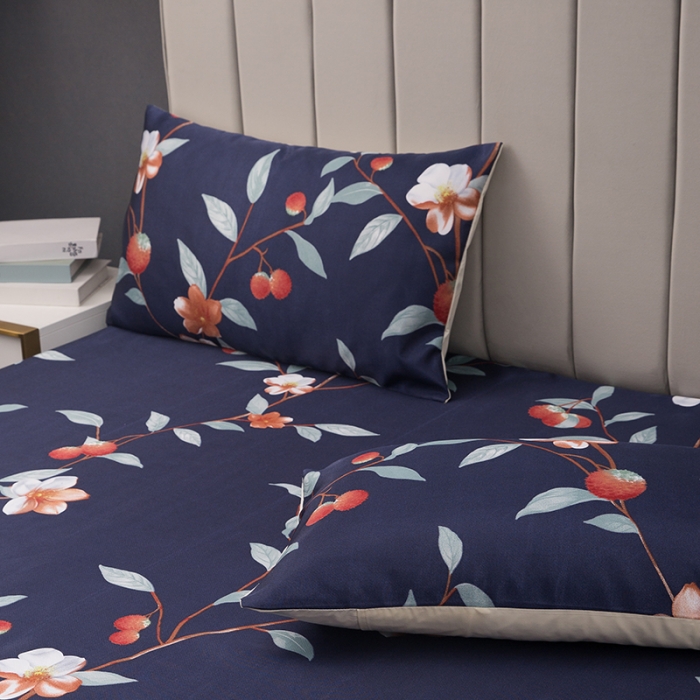 91家纺网 家纺一手货源 找家纺 纽缦  2021新款冰丝凉席三件套床裙款 夜舞缤纷兰