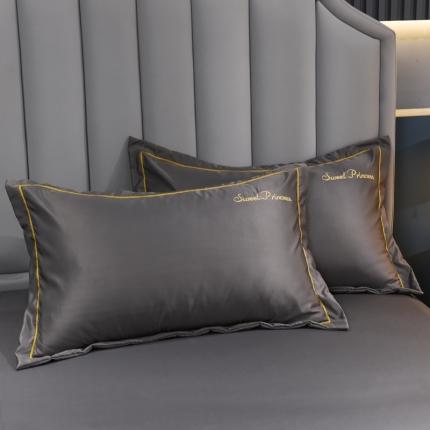 91家纺网 家纺一手货源 找家纺 笙意家纺 2025新款水洗真丝单枕套 安其拉-高级灰一对