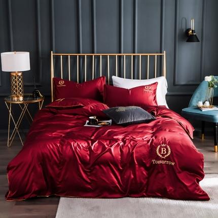 91家纺网 家纺一手货源 找家纺 （总）琪格格 2022新款水洗真丝刺绣四件套