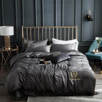 91家纺网 家纺一手货源 找家纺 （总）琪格格 2022新款水洗真丝刺绣四件套床笠款