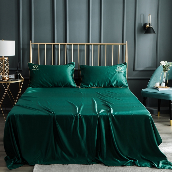 91家纺网 家纺一手货源 找家纺 琪格格 2022新款水洗真丝刺绣四件套 都市-魅惑绿