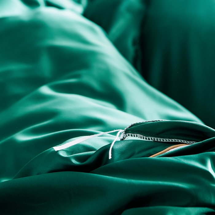 91家纺网 家纺一手货源 找家纺 琪格格 2022新款水洗真丝刺绣四件套 都市-魅惑绿