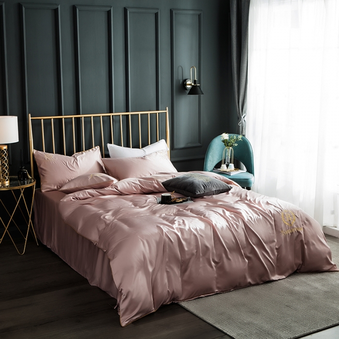 91家纺网 家纺一手货源 找家纺 琪格格 2022新款水洗真丝刺绣四件套 都市-香槟