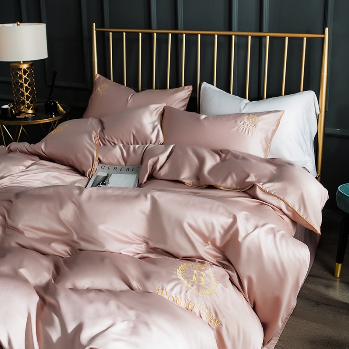 91家纺网 家纺一手货源 找家纺 琪格格 2022新款水洗真丝刺绣四件套 都市-香槟