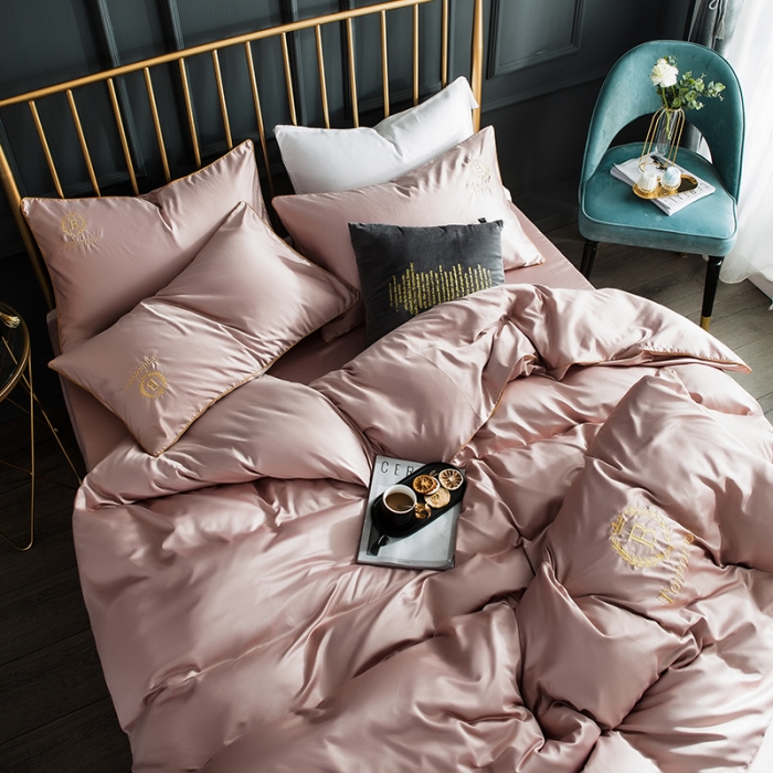 91家纺网 家纺一手货源 找家纺 琪格格 2022新款水洗真丝刺绣四件套 都市-香槟