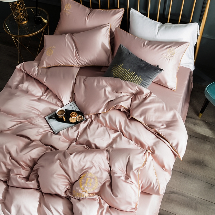 91家纺网 家纺一手货源 找家纺 琪格格 2022新款水洗真丝刺绣四件套 都市-香槟