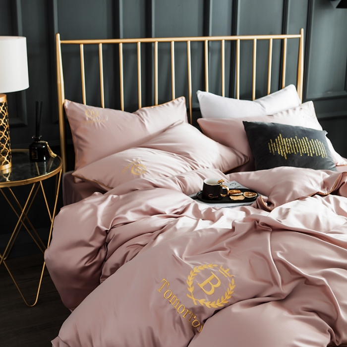 91家纺网 家纺一手货源 找家纺 琪格格 2022新款水洗真丝刺绣四件套 都市-香槟