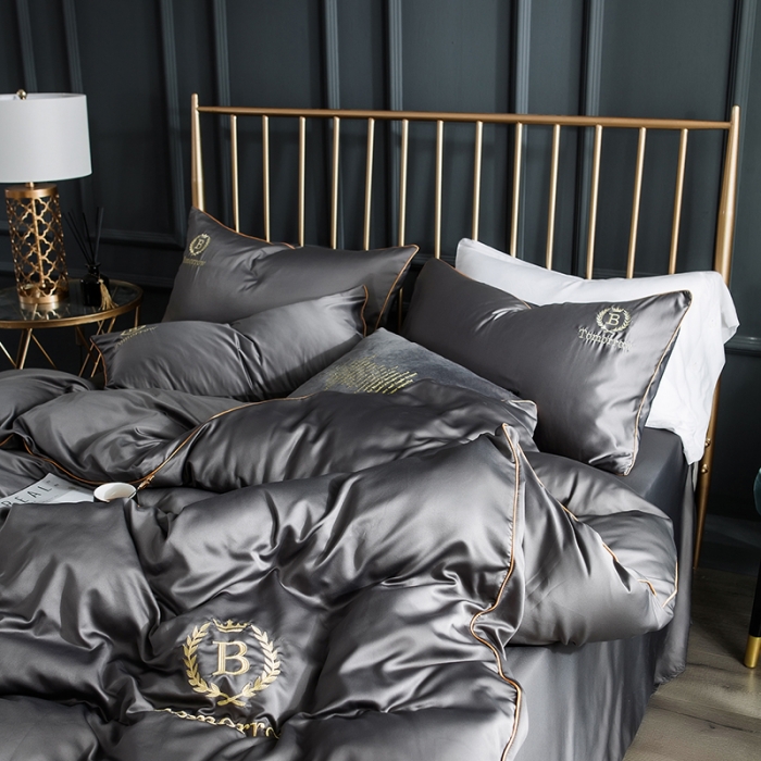 91家纺网 家纺一手货源 找家纺 琪格格 2022新款水洗真丝刺绣四件套 都市-雅韵灰