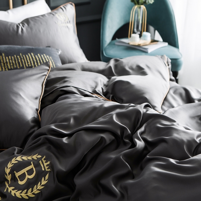 91家纺网 家纺一手货源 找家纺 琪格格 2022新款水洗真丝刺绣四件套 都市-雅韵灰