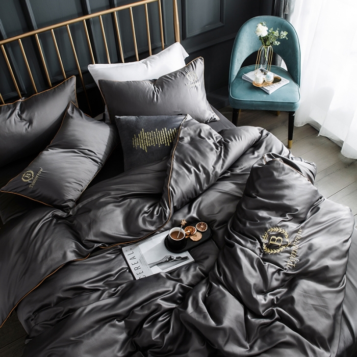 91家纺网 家纺一手货源 找家纺 琪格格 2022新款水洗真丝刺绣四件套 都市-雅韵灰