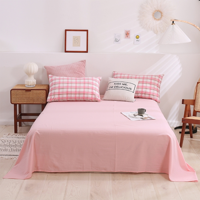 91家纺网 家纺一手货源 找家纺 简色坊 2023新款春夏全棉水洗棉四件套 草莓格