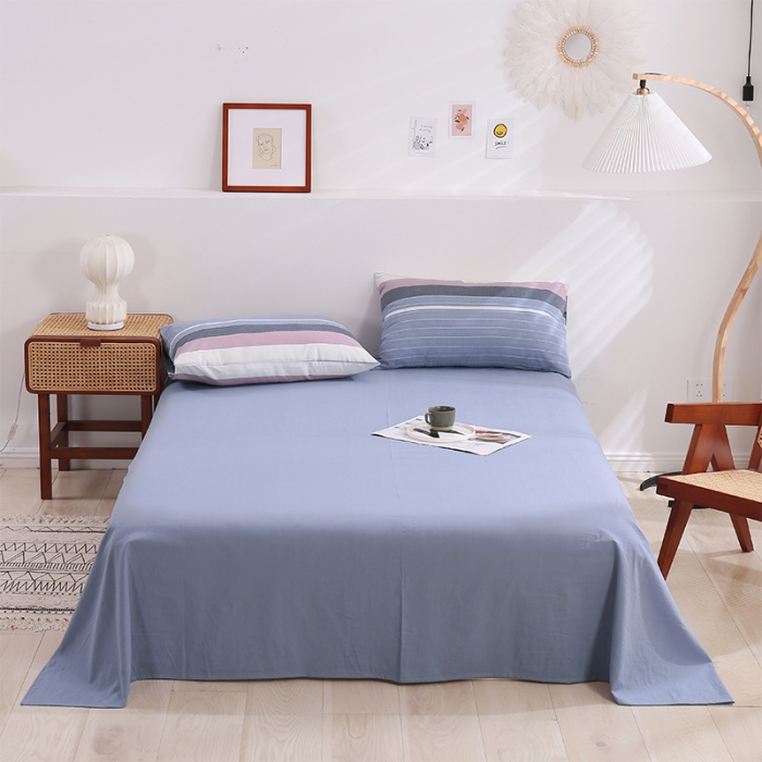 91家纺网 家纺一手货源 找家纺 简色坊 2023新款春夏全棉水洗棉四件套 极光-蓝