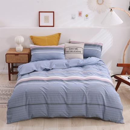 简色坊 2023新款春夏全棉水洗棉四件套 极光-蓝