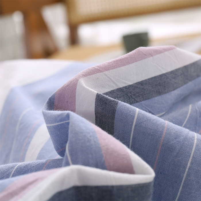 91家纺网 家纺一手货源 找家纺 简色坊 2023新款春夏全棉水洗棉四件套 极光-蓝