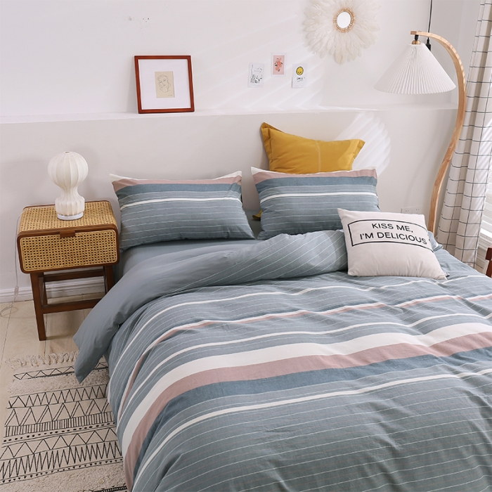 91家纺网 家纺一手货源 找家纺 简色坊 2023新款春夏全棉水洗棉四件套 极光-深灰