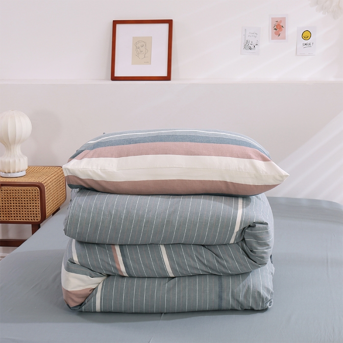 91家纺网 家纺一手货源 找家纺 简色坊 2023新款春夏全棉水洗棉四件套 极光-深灰