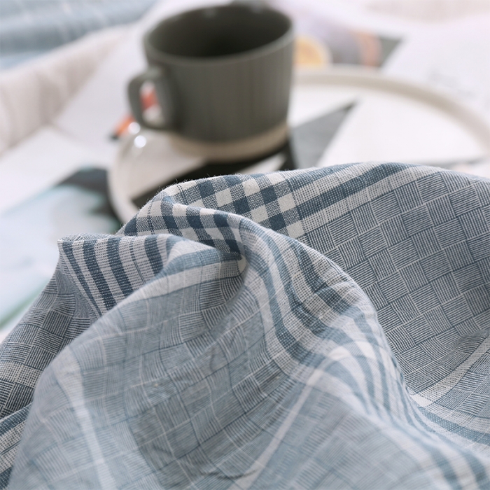 91家纺网 家纺一手货源 找家纺 简色坊 2023新款春夏全棉水洗棉四件套 麦田-蓝