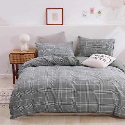 简色坊 2023新款春夏全棉水洗棉四件套 麦田-深灰