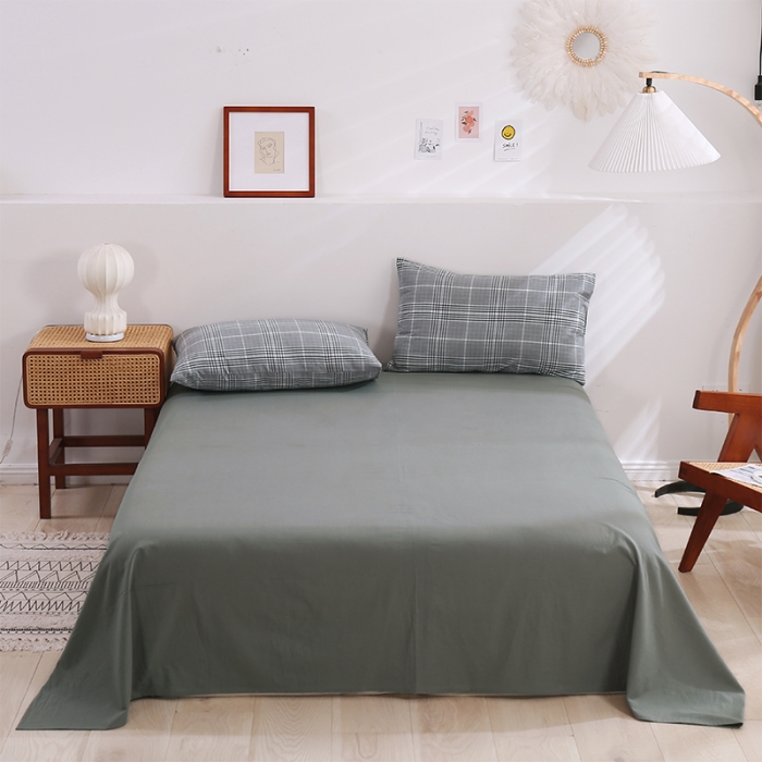 91家纺网 家纺一手货源 找家纺 简色坊 2023新款春夏全棉水洗棉四件套 麦田-深灰