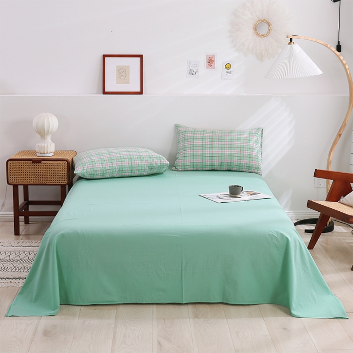 91家纺网 家纺一手货源 找家纺 简色坊 2023新款春夏全棉水洗棉四件套 西瓜格