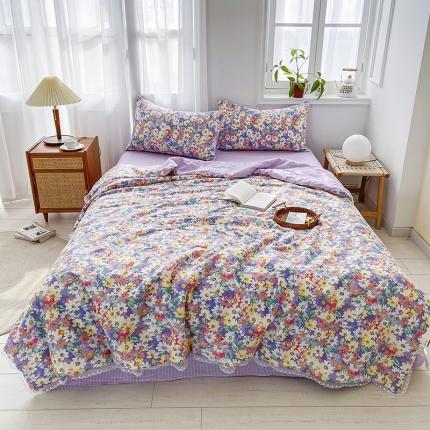 91家纺网 家纺一手货源 找家纺 寐居家纺 2021新款13370全棉夏被四件套 花海-紫
