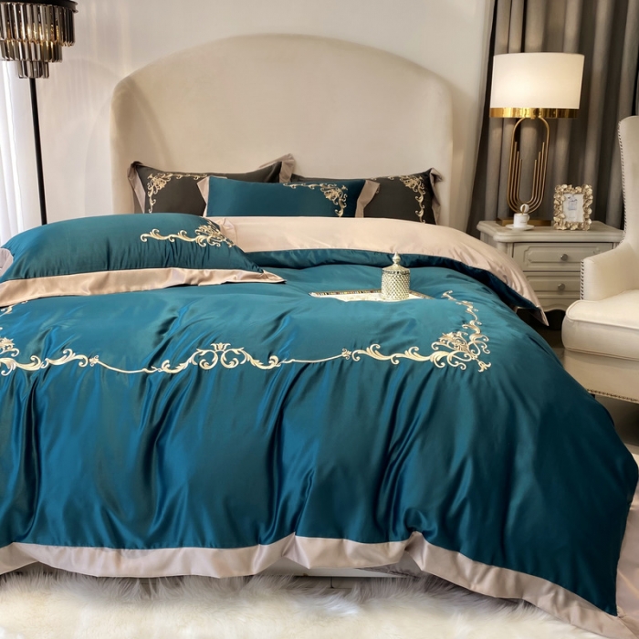 91家纺网 家纺一手货源 找家纺 （总）优悦生活馆 2021新款冰丝绣花四件套-奥丁