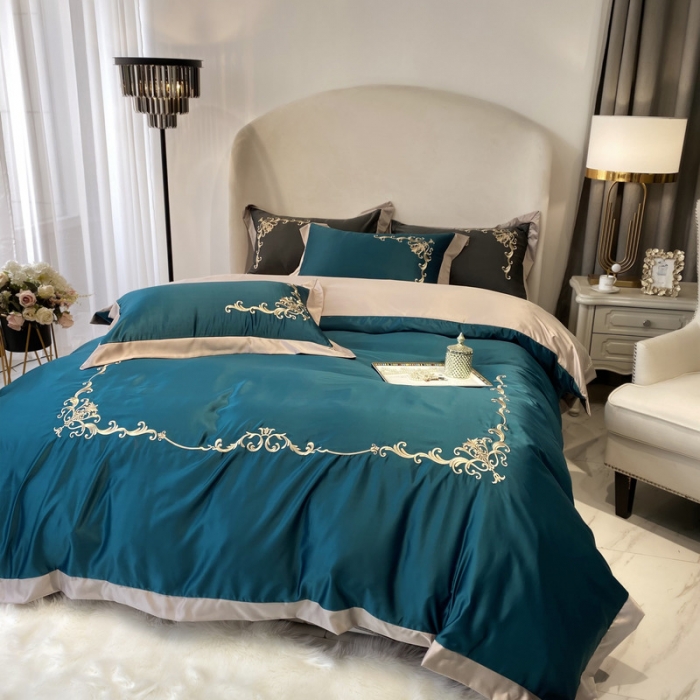 91家纺网 家纺一手货源 找家纺 （总）优悦生活馆 2021新款冰丝绣花四件套-奥丁