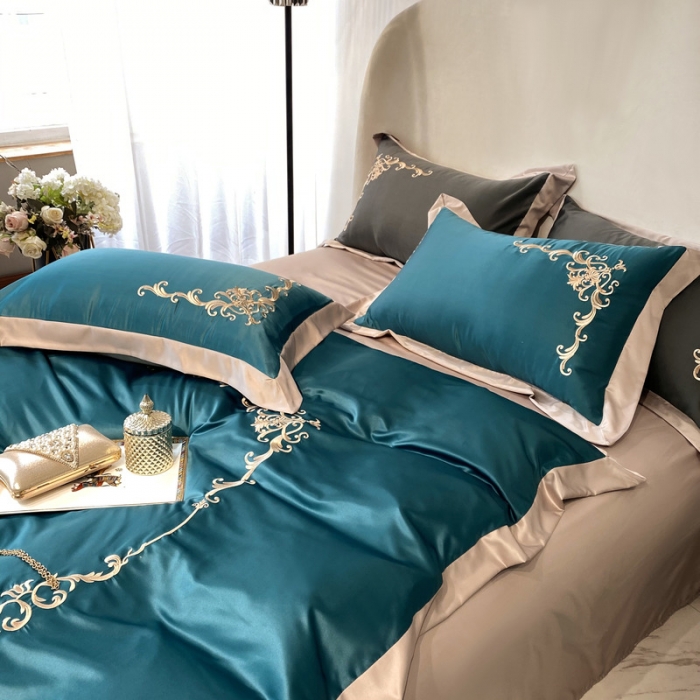 91家纺网 家纺一手货源 找家纺 （总）优悦生活馆 2021新款冰丝绣花四件套-奥丁