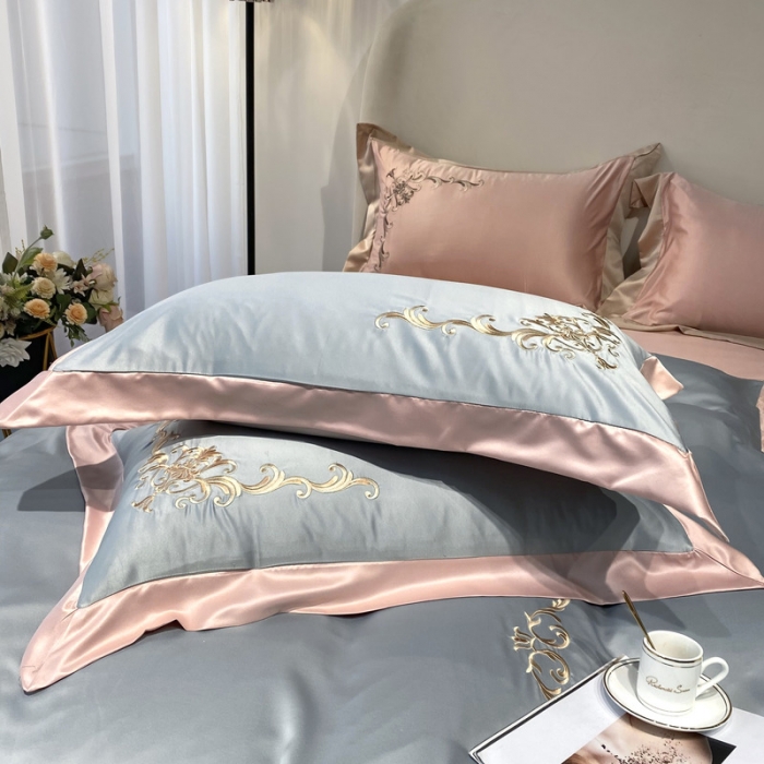 91家纺网 家纺一手货源 找家纺 优悦生活馆 2021新款冰丝绣花四件套-奥丁-星光银