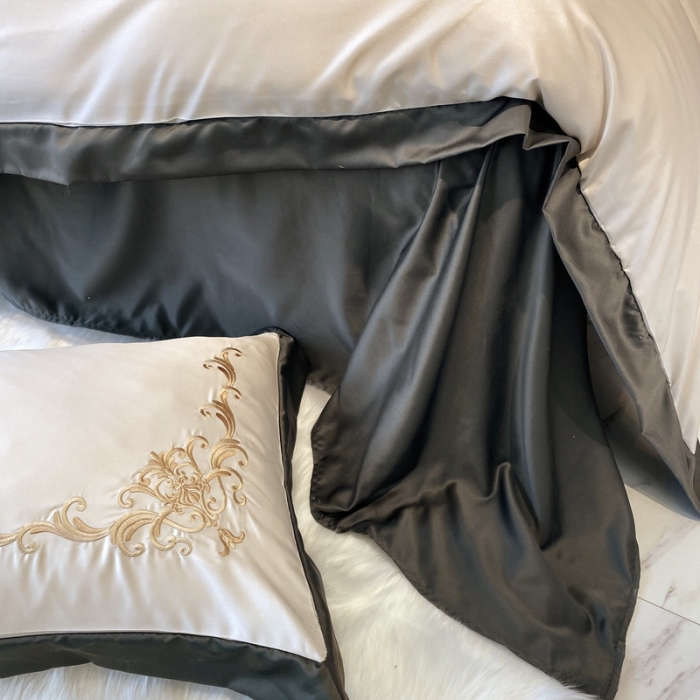 91家纺网 家纺一手货源 找家纺 优悦生活馆 2021新款冰丝绣花四件套-奥丁-珍珠白