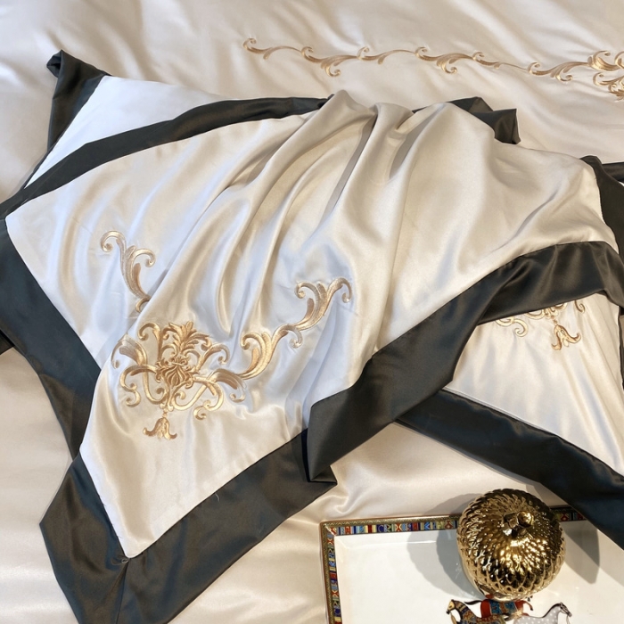 91家纺网 家纺一手货源 找家纺 优悦生活馆 2021新款冰丝绣花四件套-奥丁-珍珠白