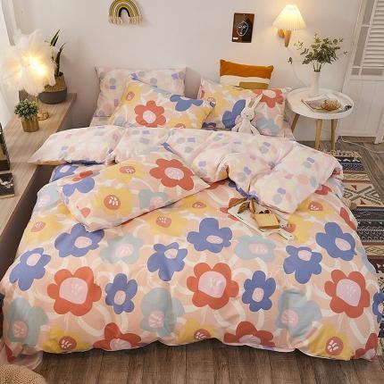 91家纺网 家纺一手货源 找家纺 优彩2021新款全棉小清新四件套纯棉三件套花卉系列 花颜