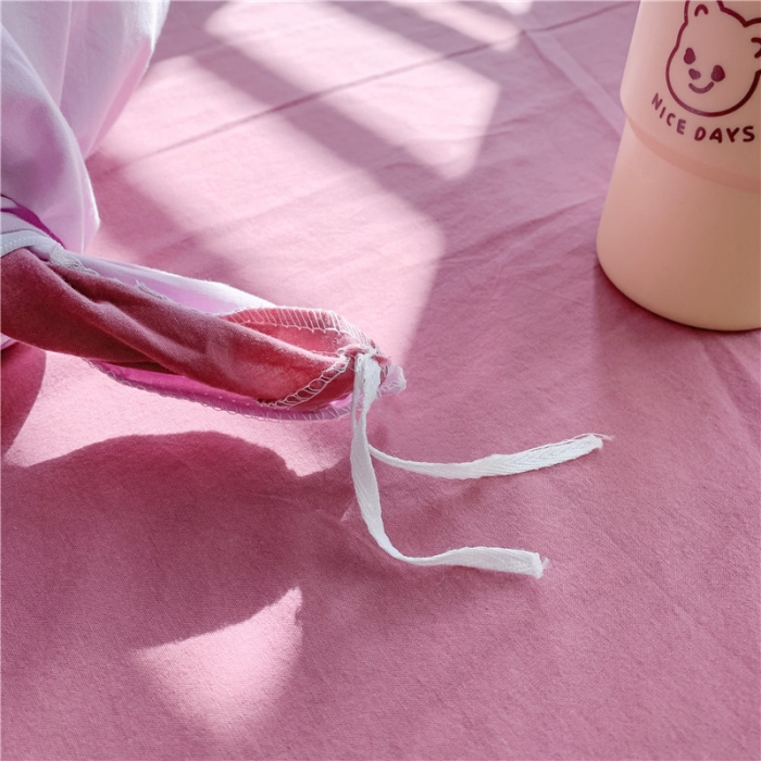 91家纺网 家纺一手货源 找家纺 蜜柚2021全棉水洗棉卡通毛巾绣小清新床单四件套可爱女孩-紫