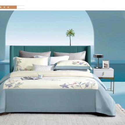 91家纺网 家纺一手货源 找家纺 玖玖爱 2021新款140支奥地利天丝四件套 芙蕾雅轻奢蓝