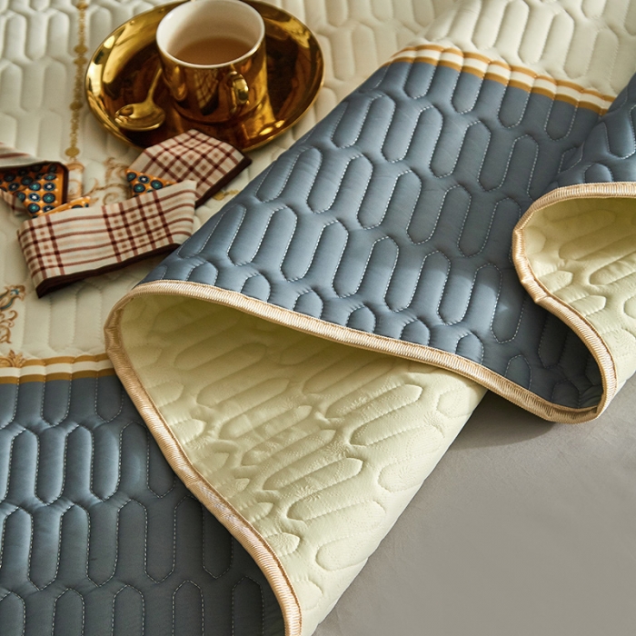 91家纺网 家纺一手货源 找家纺 凡客 2022春夏新款大版数码印花凉感丝乳胶凉席三件套 琳琅