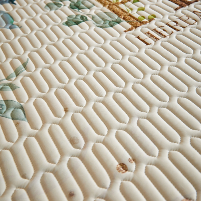 91家纺网 家纺一手货源 找家纺 凡客 2022春夏新款大版数码印花凉感丝乳胶凉席三件套 绿芽