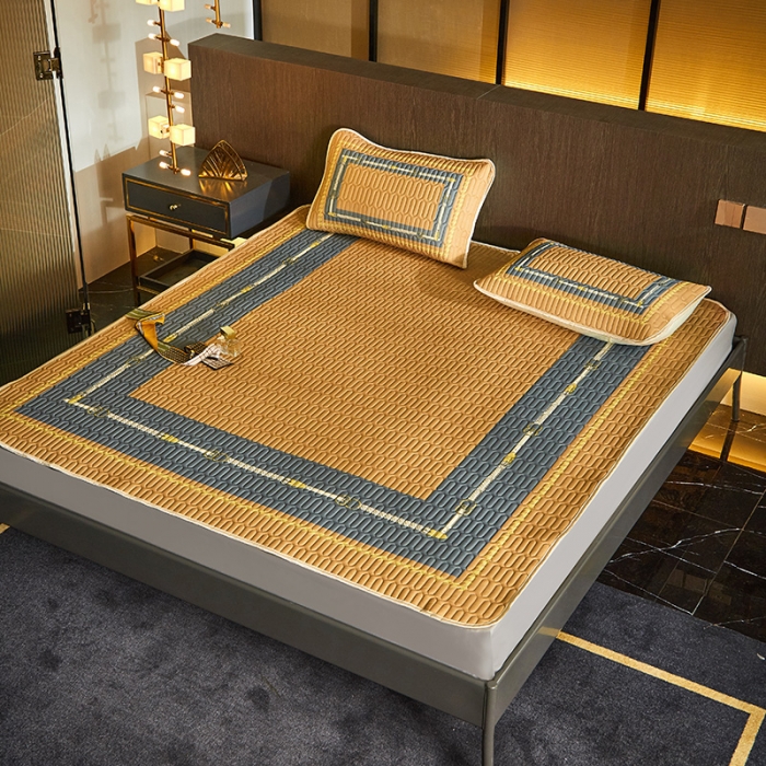 91家纺网 家纺一手货源 找家纺 凡客 2022春夏新款大版数码印花凉感丝乳胶凉席三件套 鹊桥