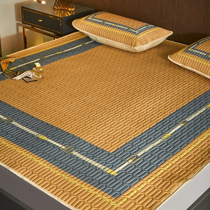 91家纺网 家纺一手货源 找家纺 凡客 2022春夏新款大版数码印花凉感丝乳胶凉席三件套 鹊桥