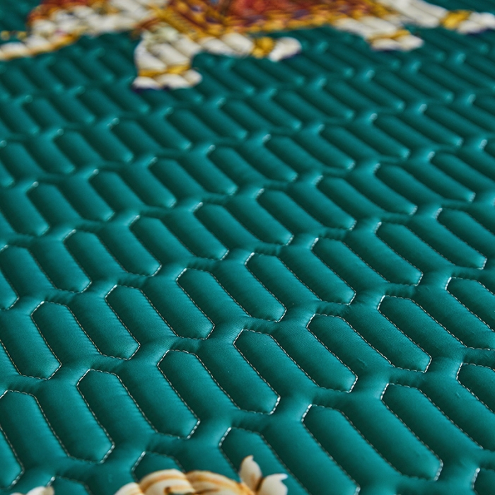 91家纺网 家纺一手货源 找家纺 凡客 2022春夏新款大版数码印花凉感丝乳胶凉席三件套 韶华