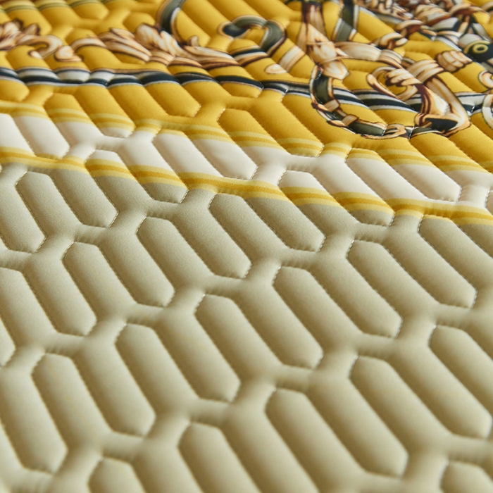 91家纺网 家纺一手货源 找家纺 凡客 2022春夏新款大版数码印花凉感丝乳胶凉席三件套 玄夜