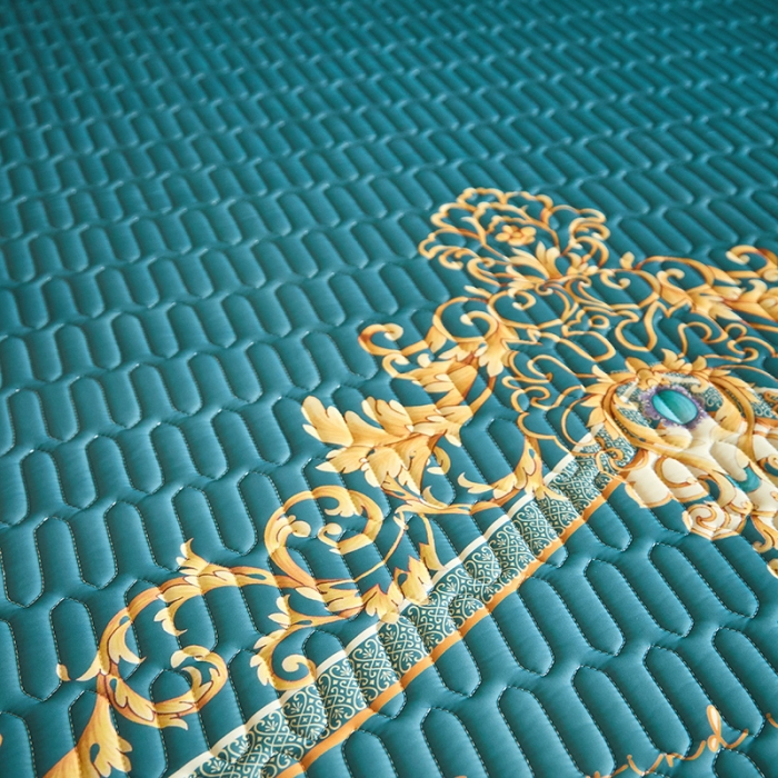 91家纺网 家纺一手货源 找家纺 凡客 2022春夏新款大版数码印花凉感丝乳胶凉席三件套 珠玉