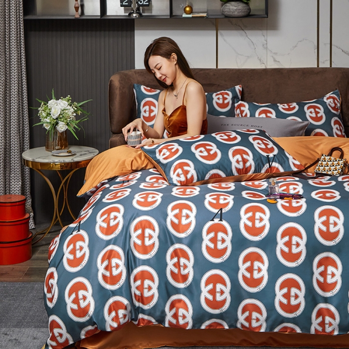 91家纺网 家纺一手货源 找家纺 凡客 2021春夏新款60支水洗真丝数码印花四件套轻奢风系列 安纳巴伦