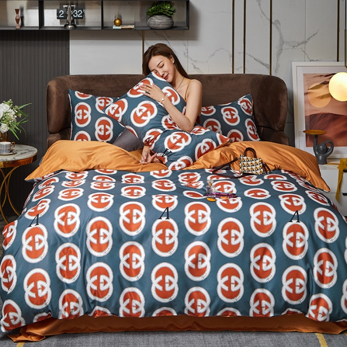 91家纺网 家纺一手货源 找家纺 凡客 2021春夏新款60支水洗真丝数码印花四件套轻奢风系列 安纳巴伦