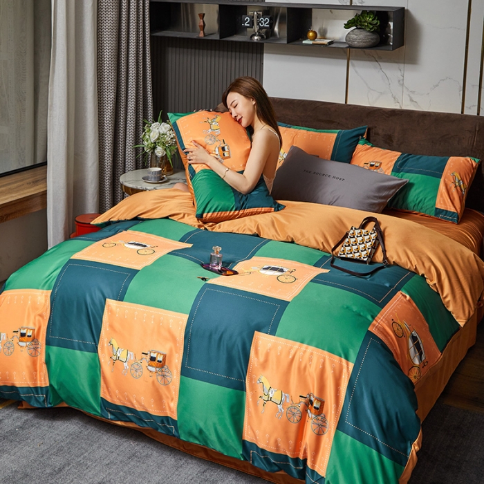 91家纺网 家纺一手货源 找家纺 凡客 2021春夏新款60支水洗真丝数码印花四件套轻奢风系列 佛罗伦萨