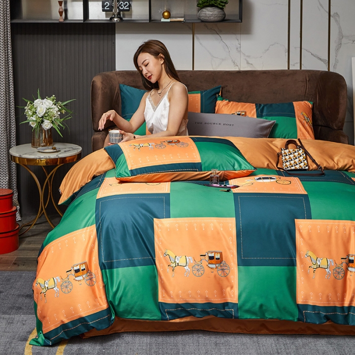 91家纺网 家纺一手货源 找家纺 凡客 2021春夏新款60支水洗真丝数码印花四件套轻奢风系列 佛罗伦萨