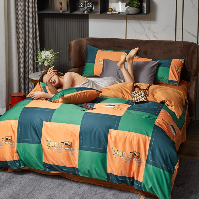 91家纺网 家纺一手货源 找家纺 凡客 2021春夏新款60支水洗真丝数码印花四件套轻奢风系列 佛罗伦萨