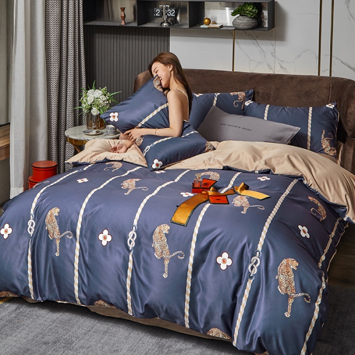 91家纺网 家纺一手货源 找家纺 凡客 2021春夏新款60支水洗真丝数码印花四件套轻奢风系列 斯图尔特